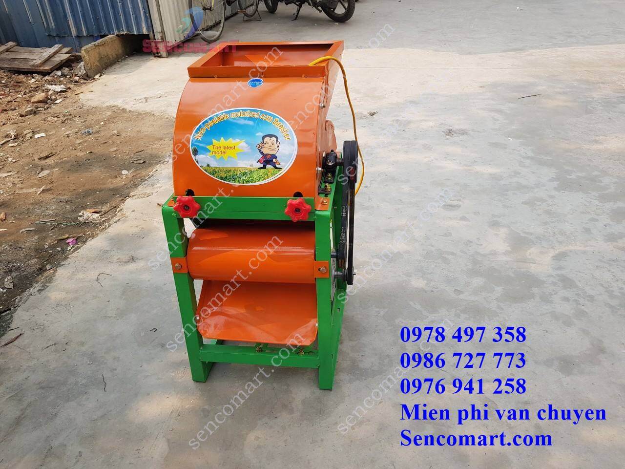 Máy bóc tách vỏ hạt bắp liên hoàn, hàng chính hãng động cơ 100% dây đồng