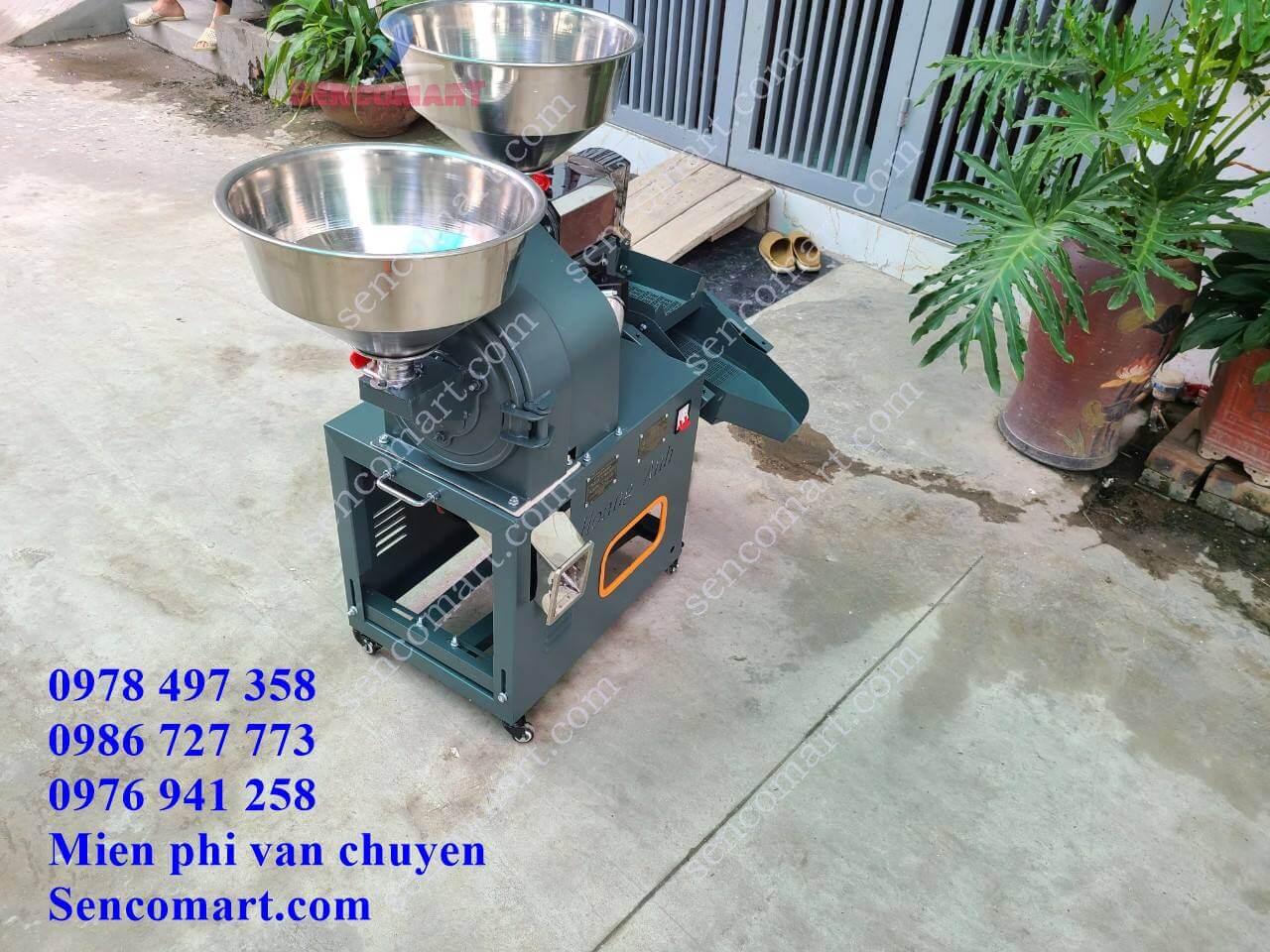 Máy xay lúa gia đình vừa nghiền vừa lọc sạn, điện 220v