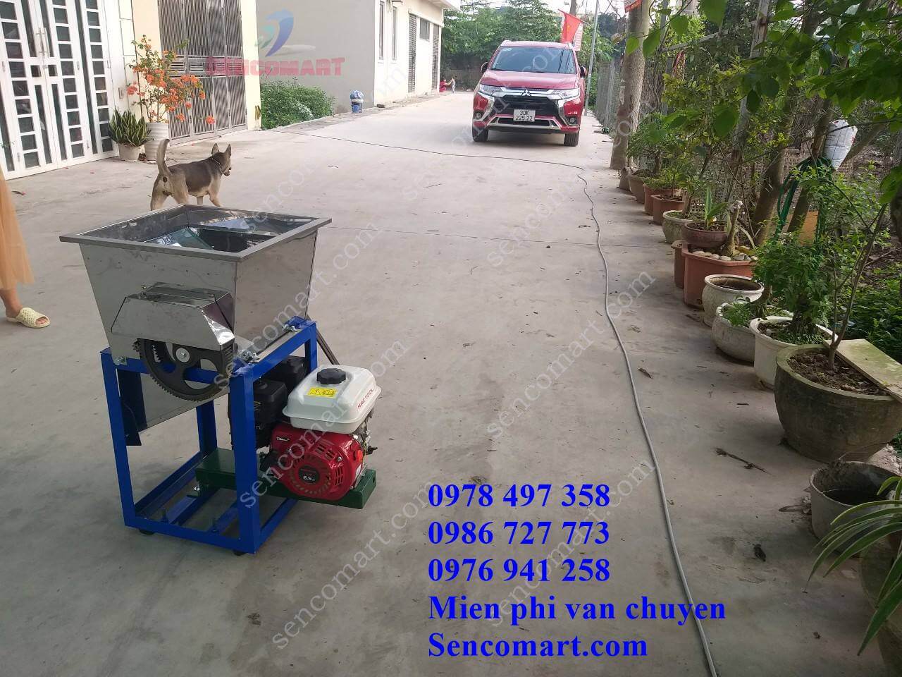 Máy thái cá mồi dùng động cơ xăng Yamaha 7.5hp