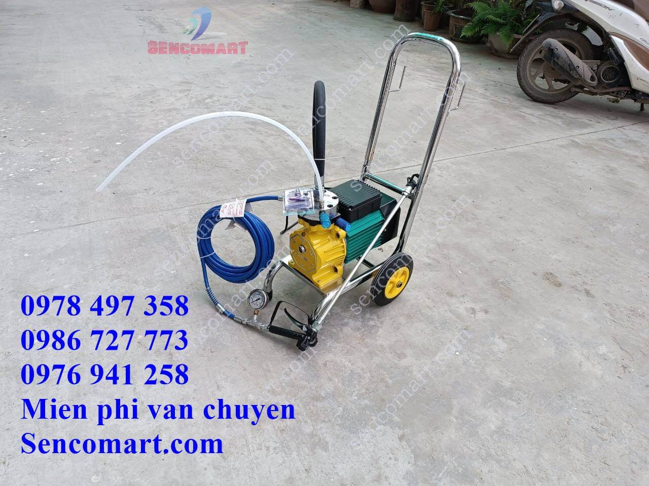 Máy phun sơn công nghiệp.Phụ kiện đi kèm 8m dây, súng, đồng hồ PS3000-24-SCM