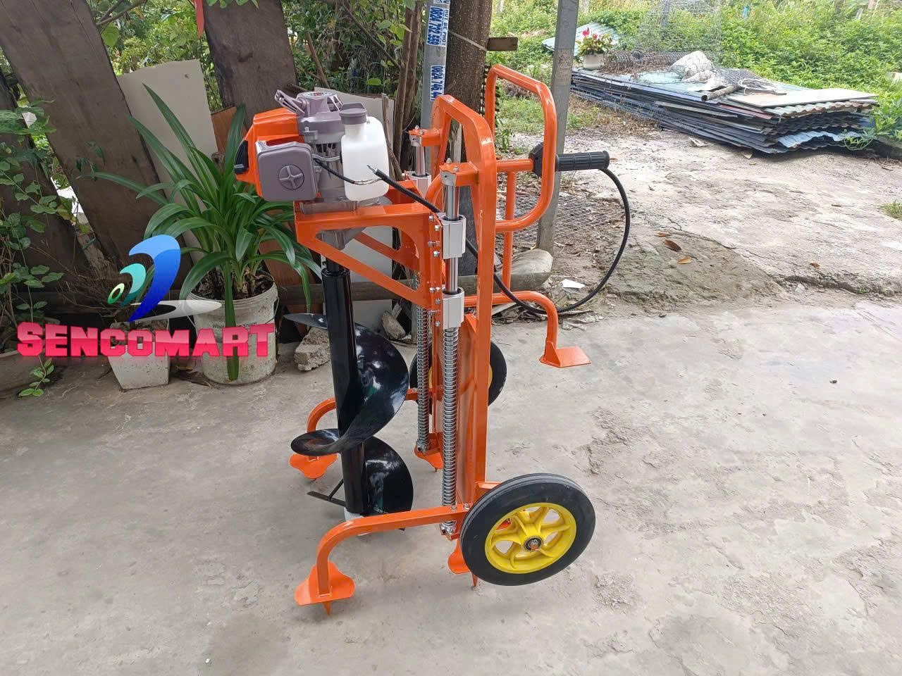 Máy khoan đất có lò xo đẩy đạp bằng chân Mitsubishi-68cc