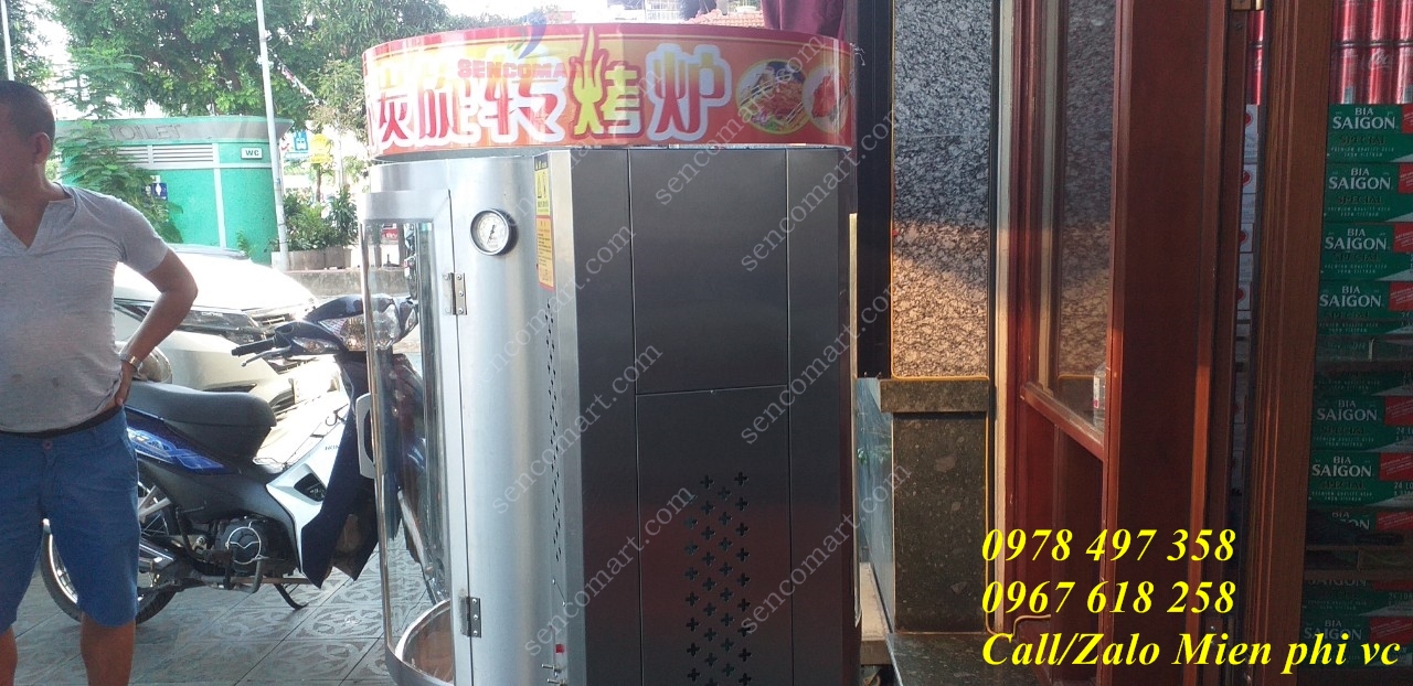 LÒ QUAY VỊT KÍNH 850 chạy than và gas đẹp long lanh dùng cho nhà hàng
