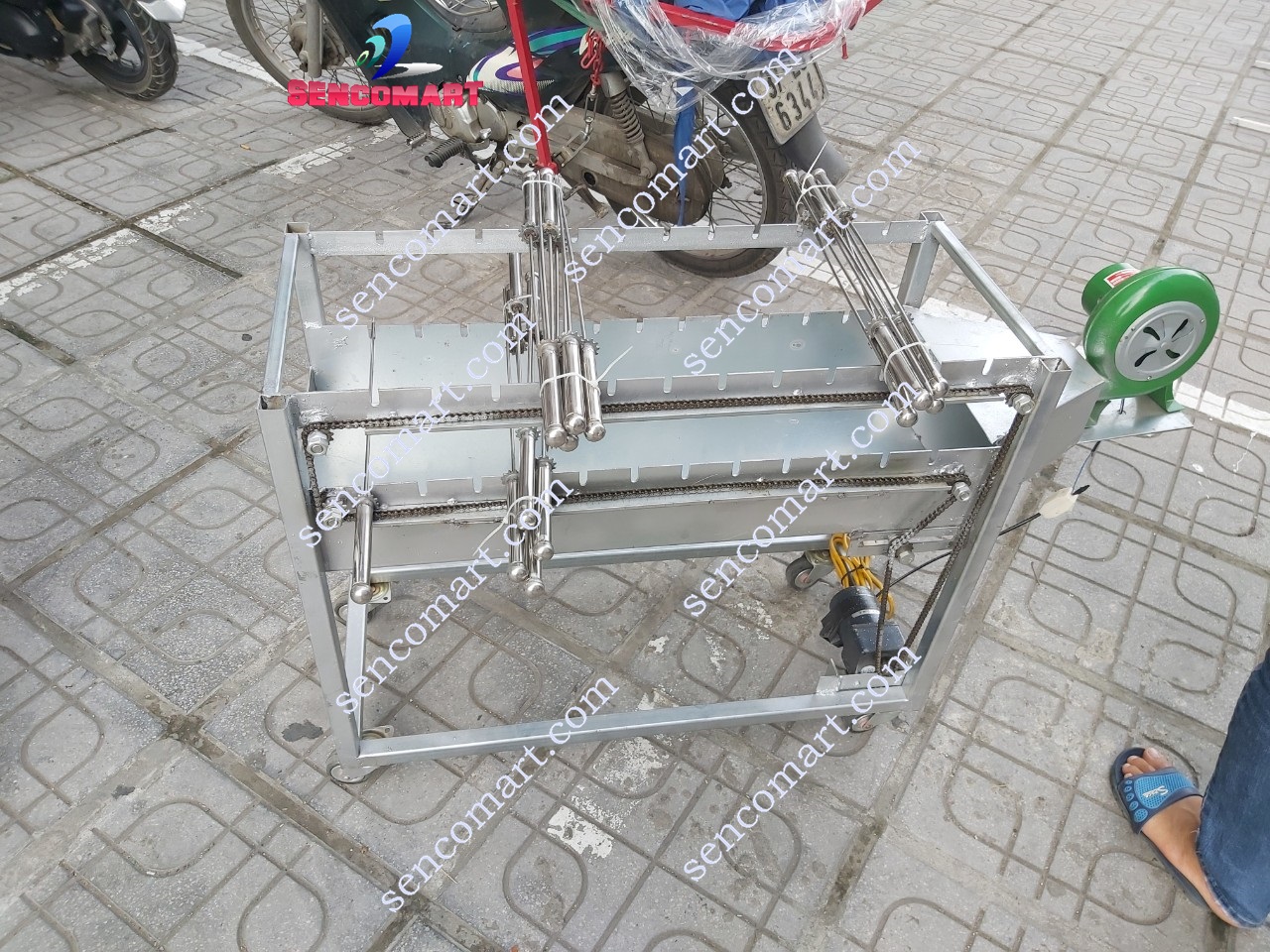 Bếp nướng than hoa 2 tầng 24 xiên- Bếp nướng than hoa có quạt thổi SENCO24X