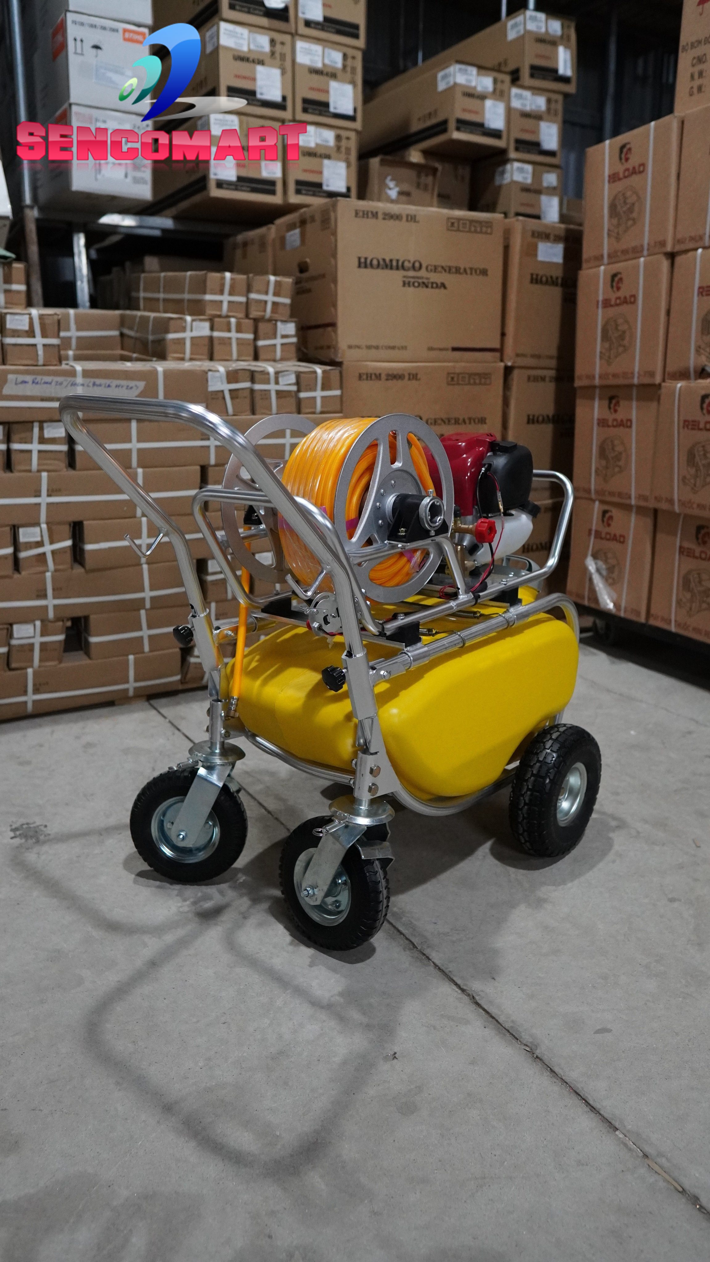 Máy Phun Thuốc Xe Đẩy Kamura 50L Động Cơ 4 Thì