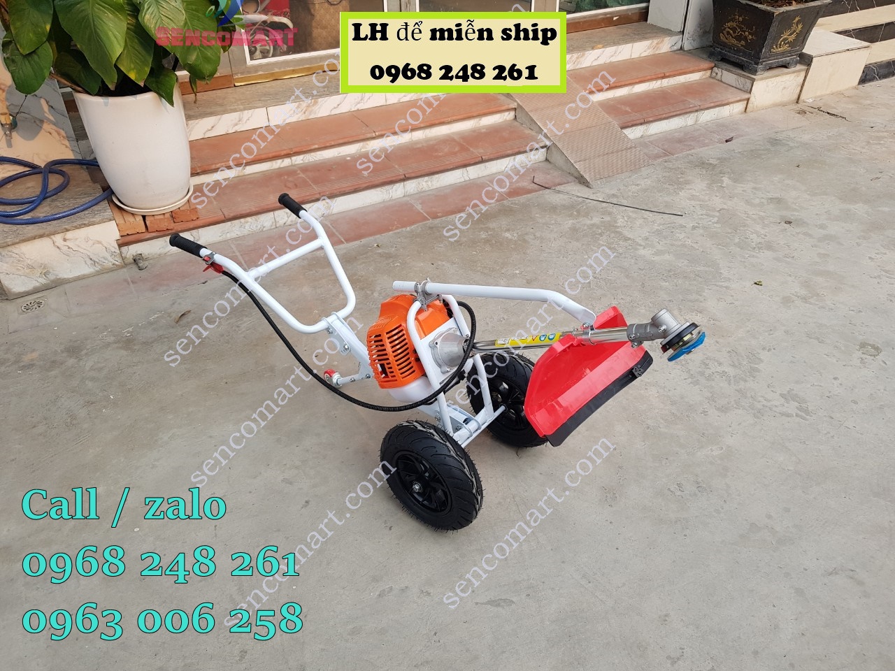 Xả hàng khung máy phát cỏ đẩy tay tiện dụng sử dụng động cơ 2 thì và 4 thì