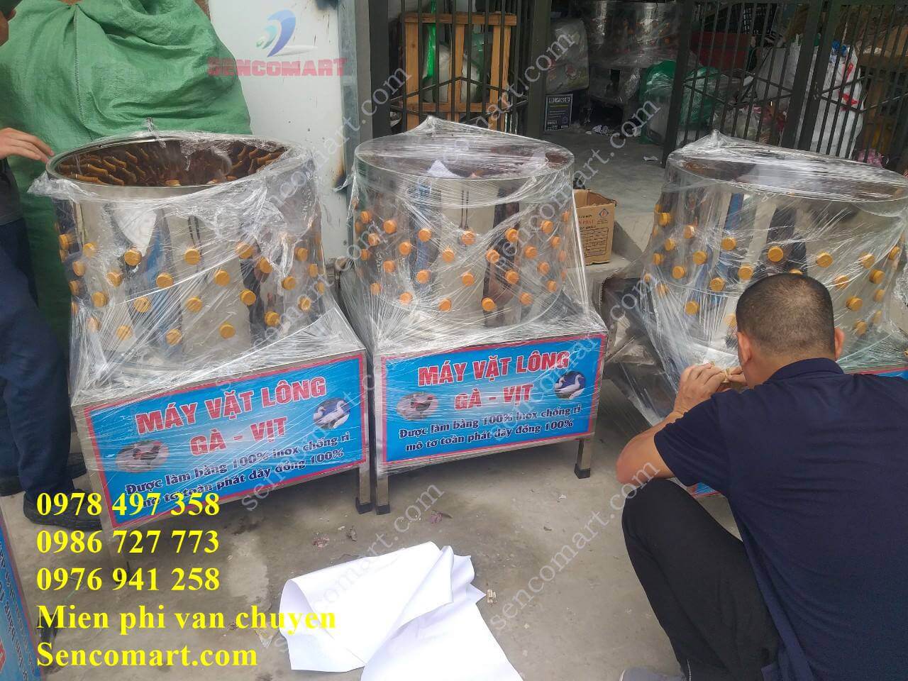 Máy vặt lông gà phi 50, buli đôi 2 dây curoa