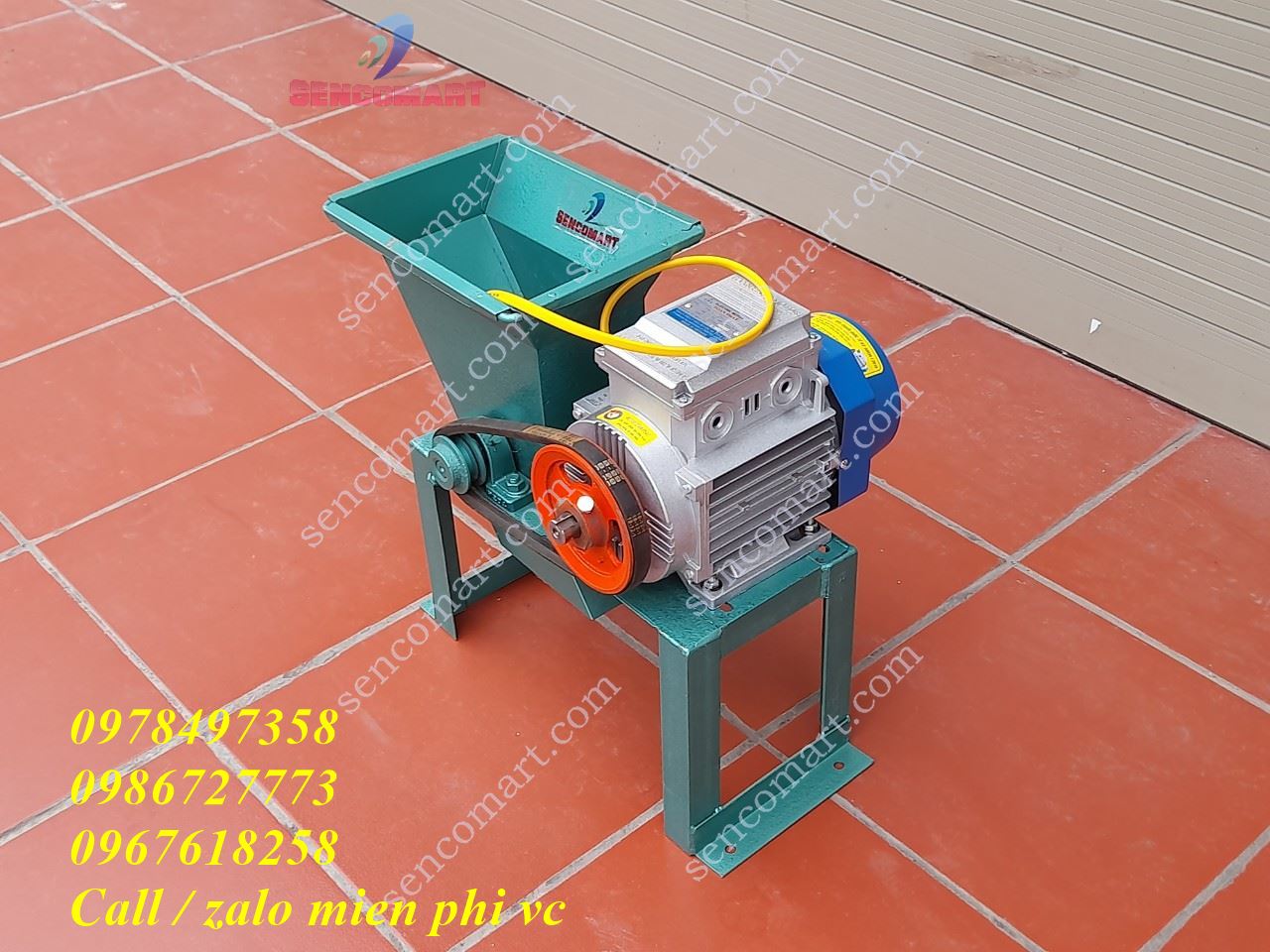 Máy xay bột nghệ tươi tại Sencomart, động cơ 1,1kw 100% dây đồng