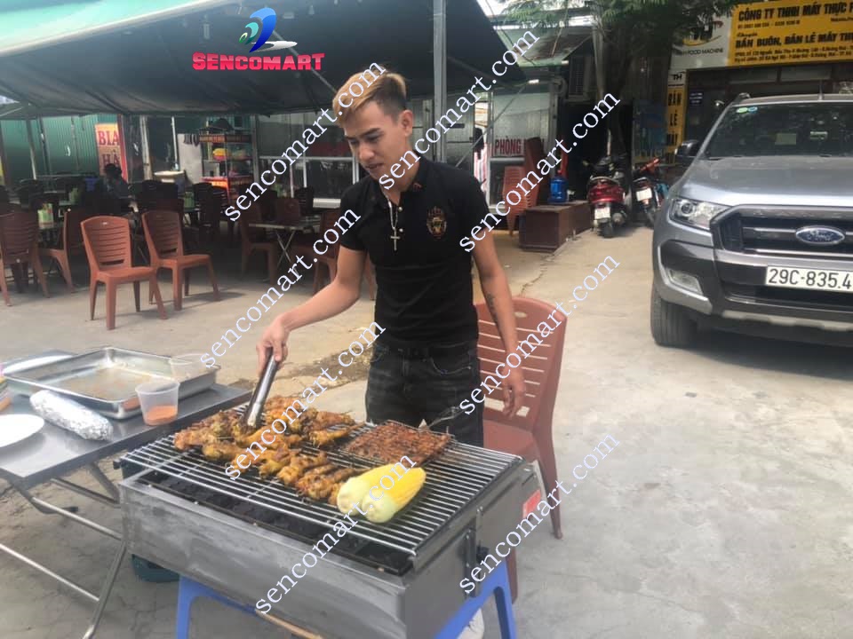 Bếp Nướng Inox Nướng Xúc Xích, Thịt, Hải Sản... Thức Ăn Không Ám Mùi Khói