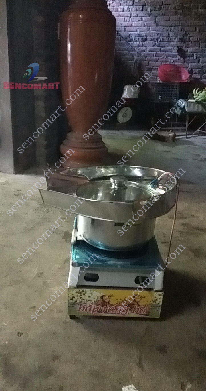 Máy làm bắp rang bơ 2 van ga có máng- Nồi nổ bắp rang bơ
