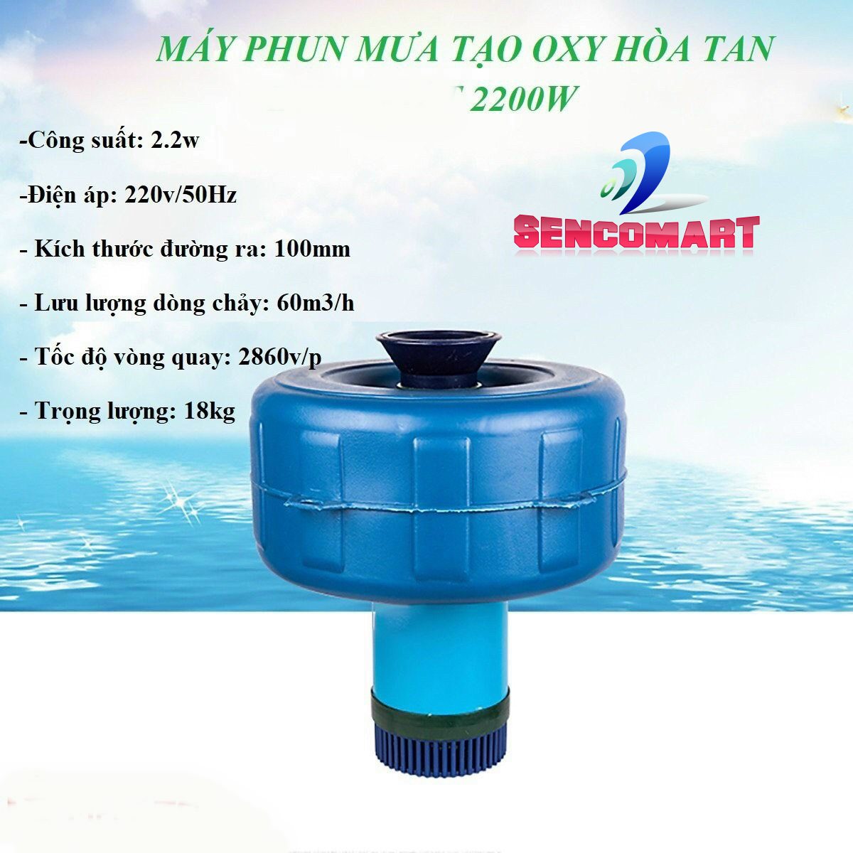 Máy phun mưa tạo cảnh hồ câu - Máy phun mưa tạo ôxy hòa tan dùng trong nuôi trồng thủy sản PM-100M