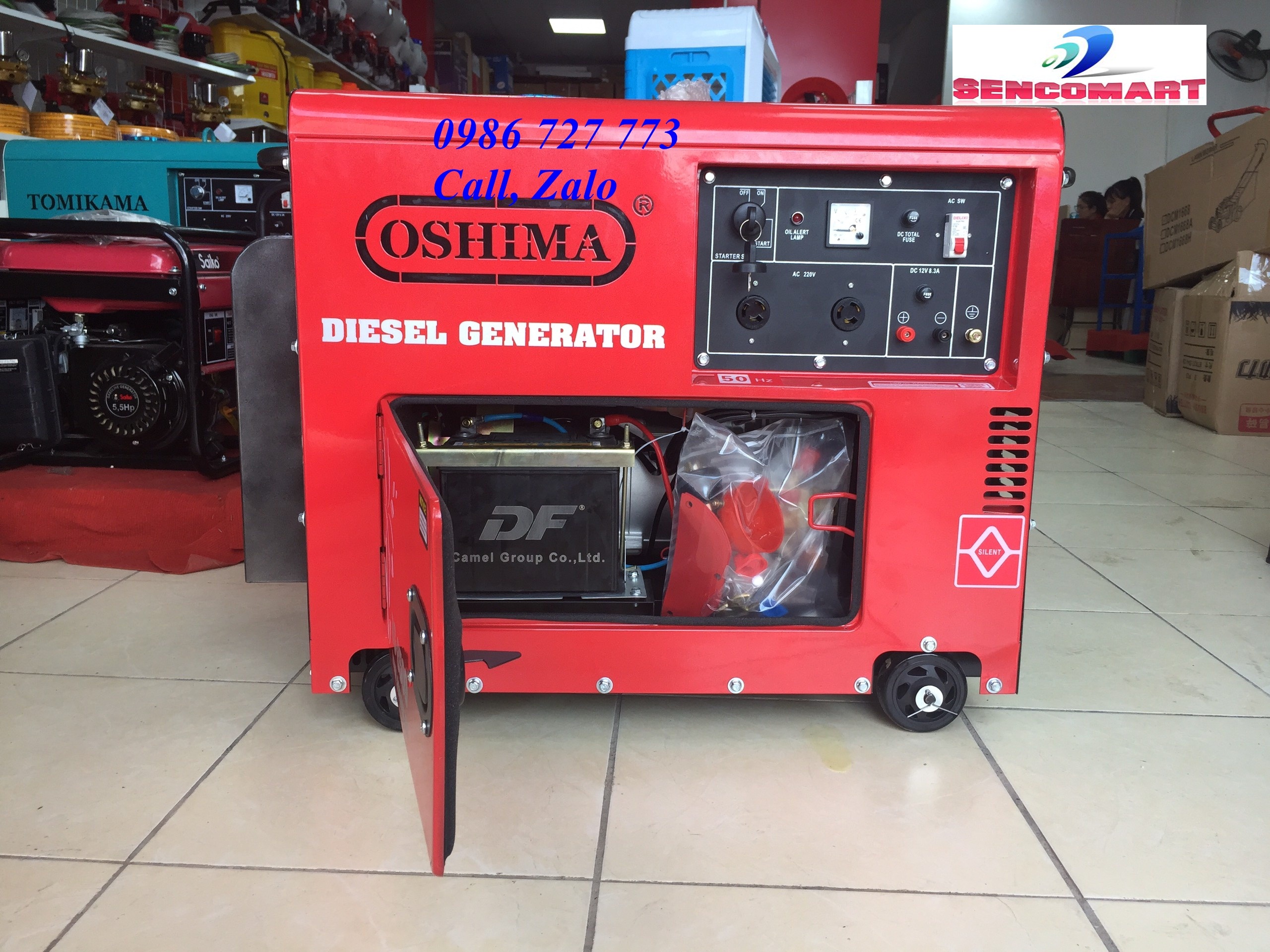 Máy phát điện oshima 8500 chạy dầu, chống ồn công suất 7kva