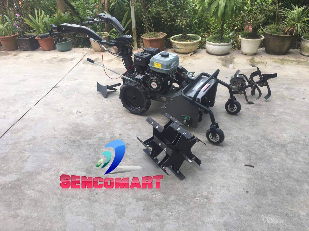 Máy làm cỏ trục băm dùng động cơ xăng 7 ngựa