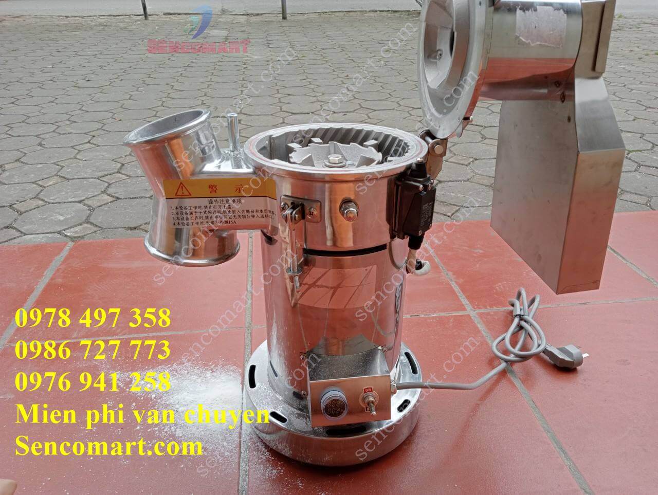 Máy nghiền bột siêu mịn 100% inox 304. Hàng đẹp bền, có nhiều sàng