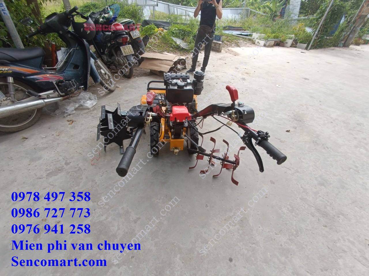 Máy băm cỏ dọn vườn trục băm