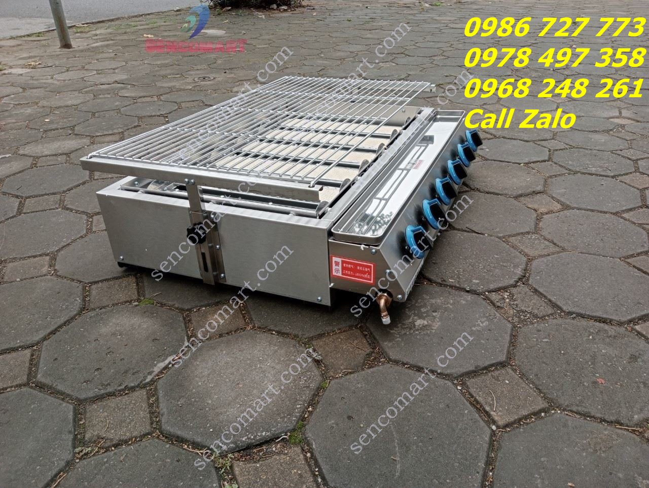 Bếp Nướng Hàu 6 Họng To Hoàn Toàn Bằng Inox Model Senco-6HT