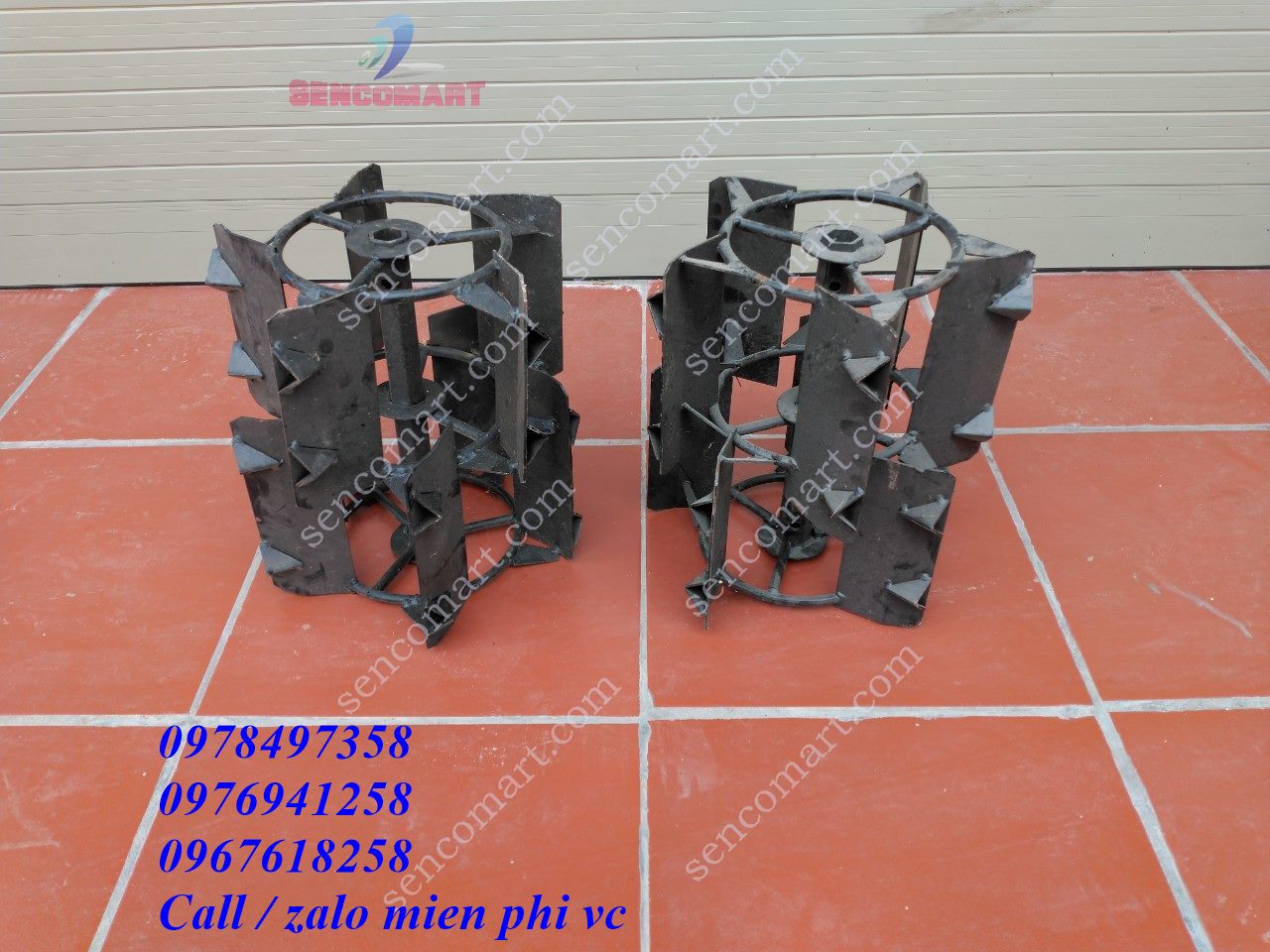 Bánh lồng ruộng nước cánh chéo trục lục giác 23mm. Lắp cho máy xới đất, máy cắt cỏ mini