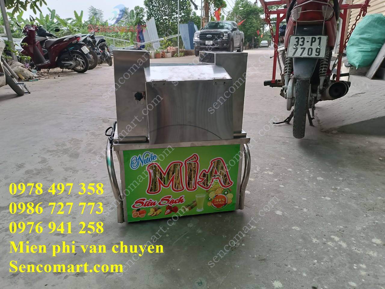 Máy ép nước mía 2 cây 1 lần 100% inox