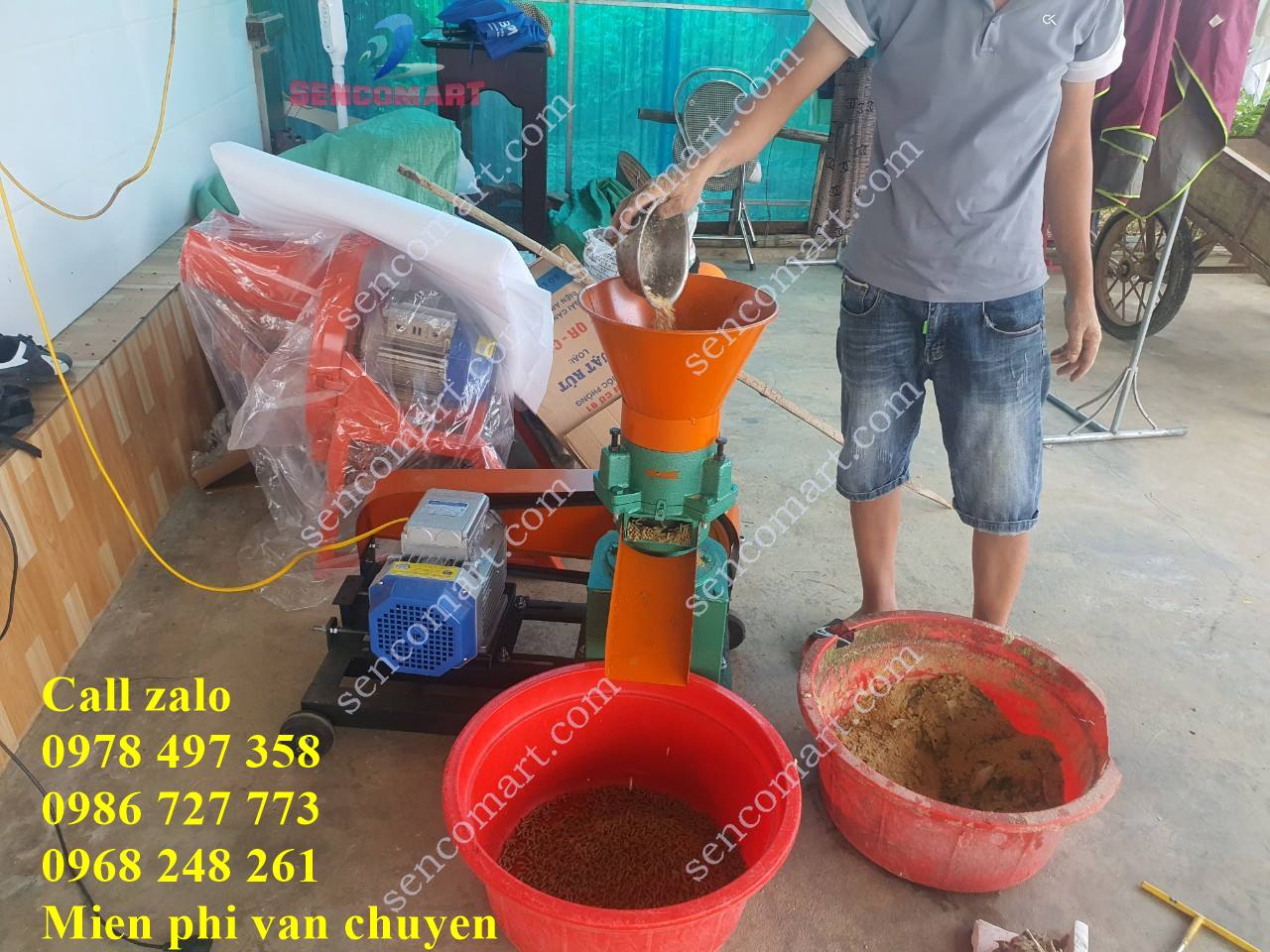 Máy ép cám viên dây curoa 3 quả lô Kyoto DCR-3L