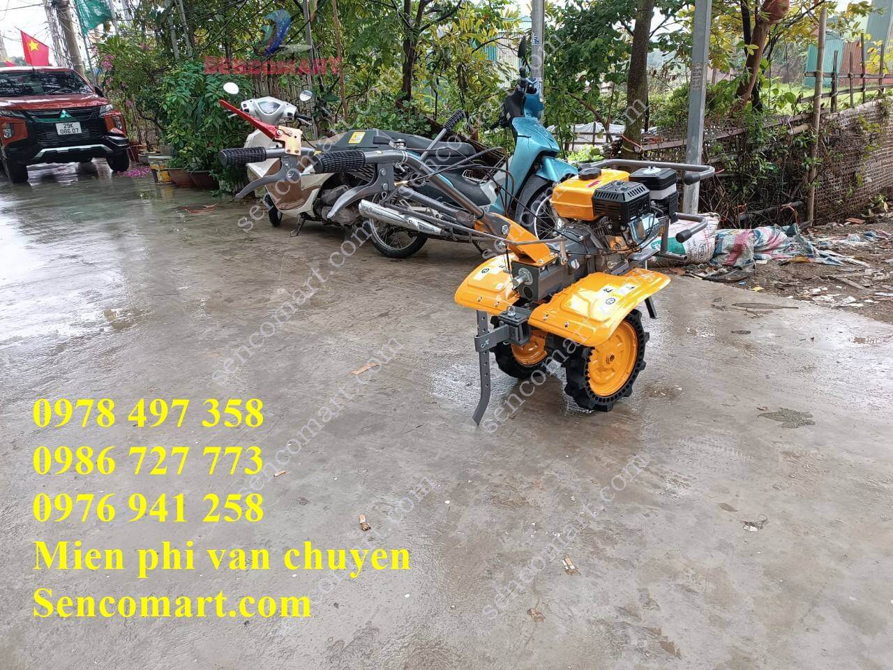 Máy cày xới đất mini dùng động cơ xăng Taro 170F, hàng chính hãng tại Sencomart